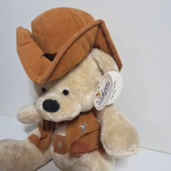 Wishpets Amigo Cowboy Teddy Bear Plush 2003 Fringed Hat & Vest W/Tags Vintage - Picture 2 of 7